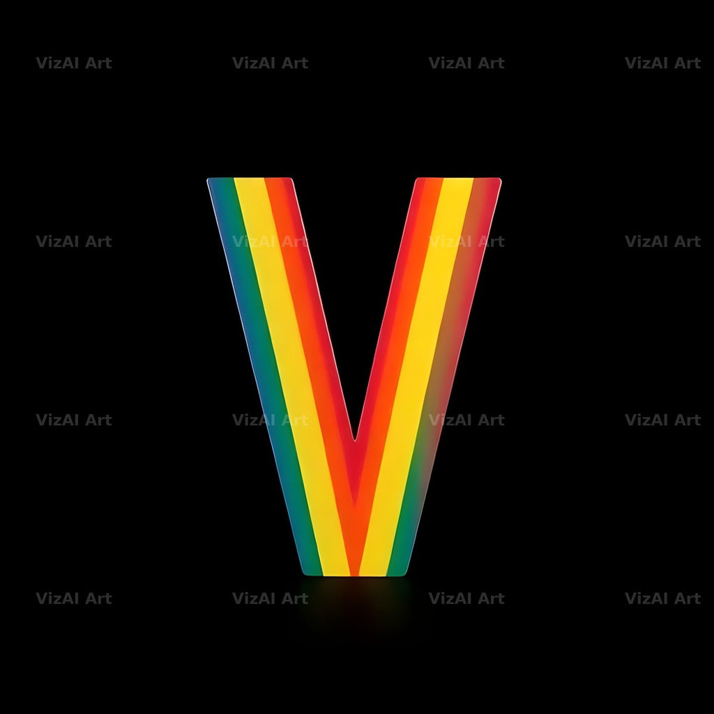 Rainbow Gradient alphabet letter V