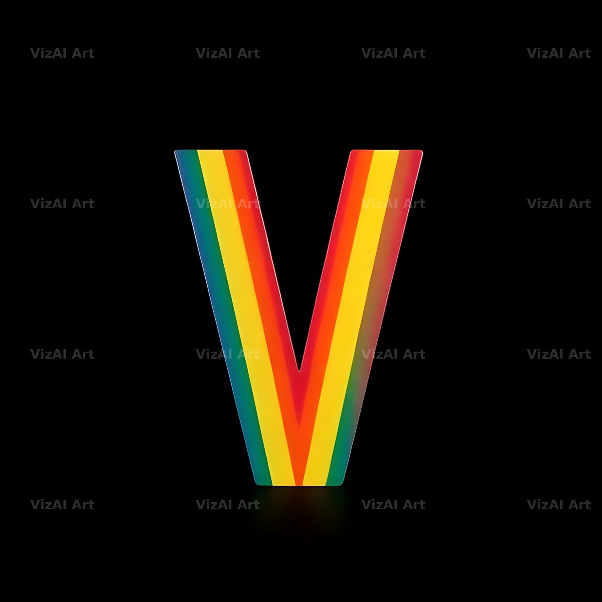 Rainbow Gradient alphabet letter V