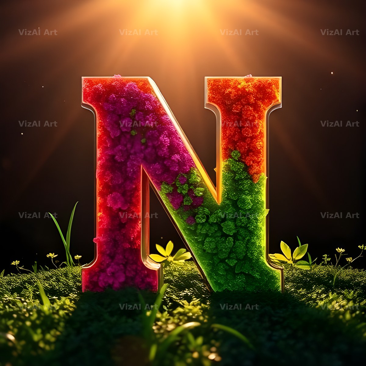 Wild Meadow Glow alphabet letter N