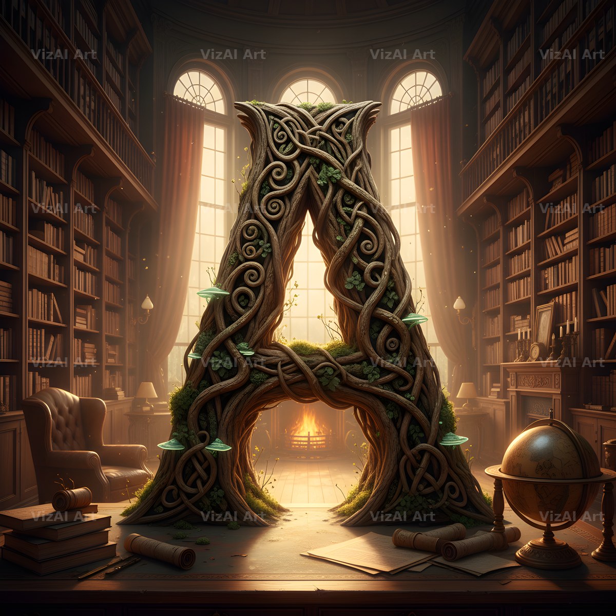 Tree Bark Hollow alphabet letter A