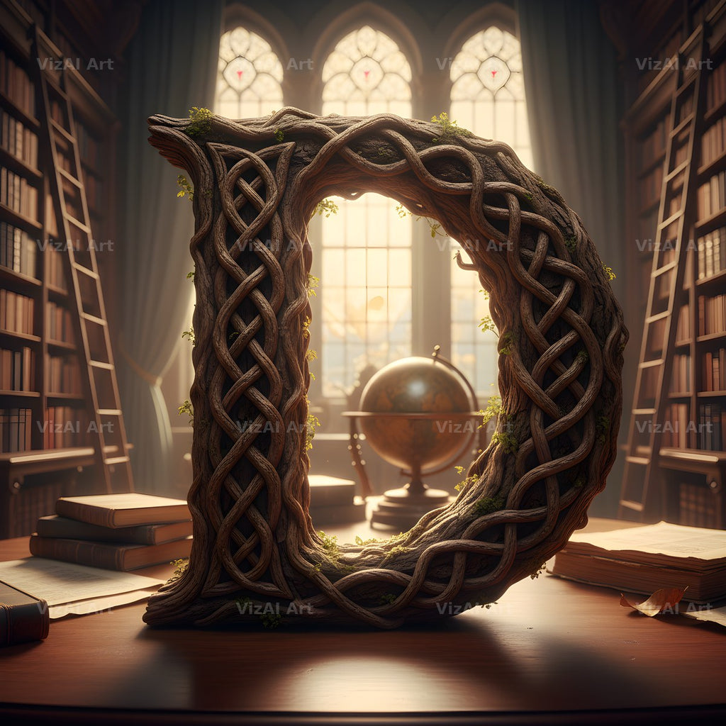 Tree Bark Hollow alphabet letter D