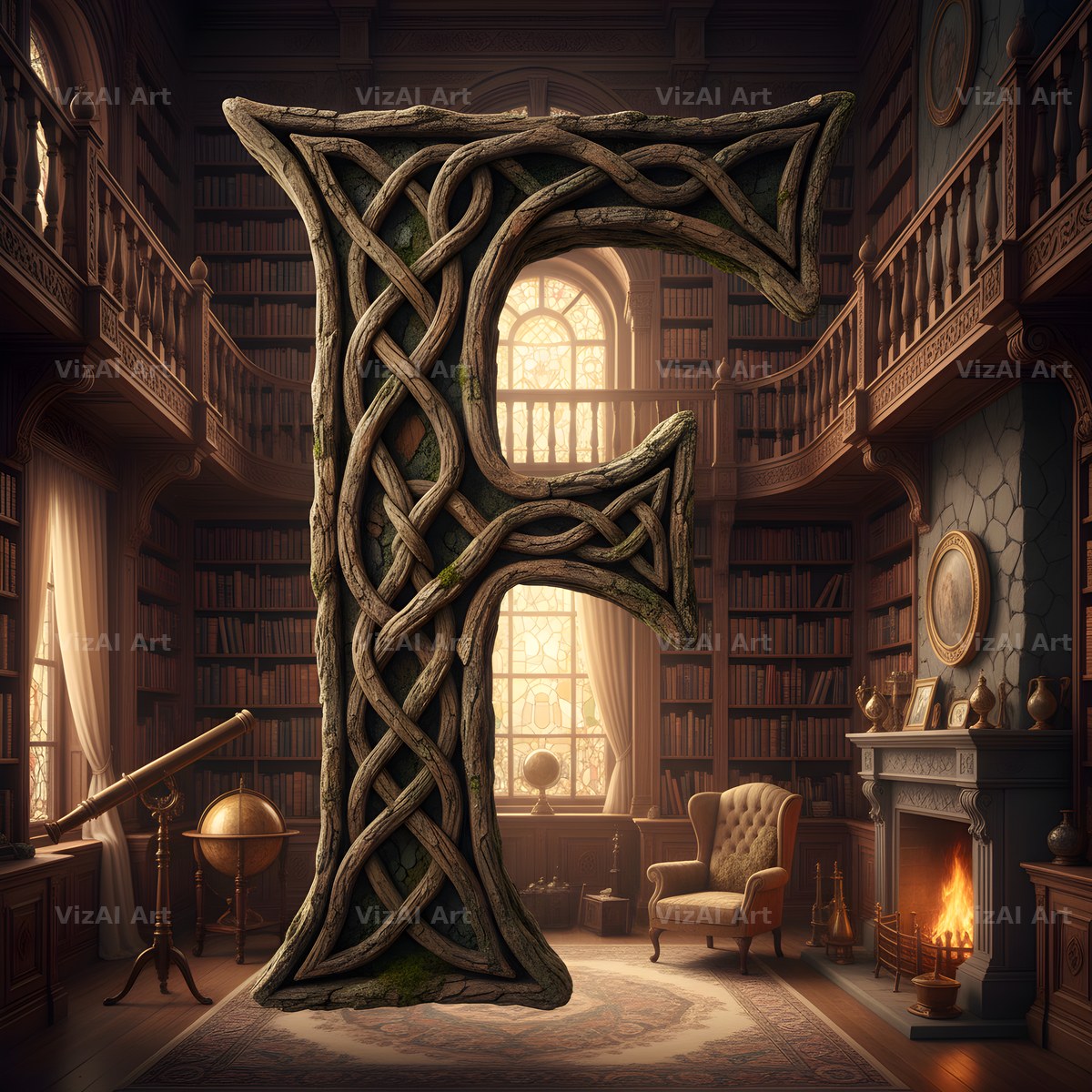 Tree Bark Hollow alphabet letter F