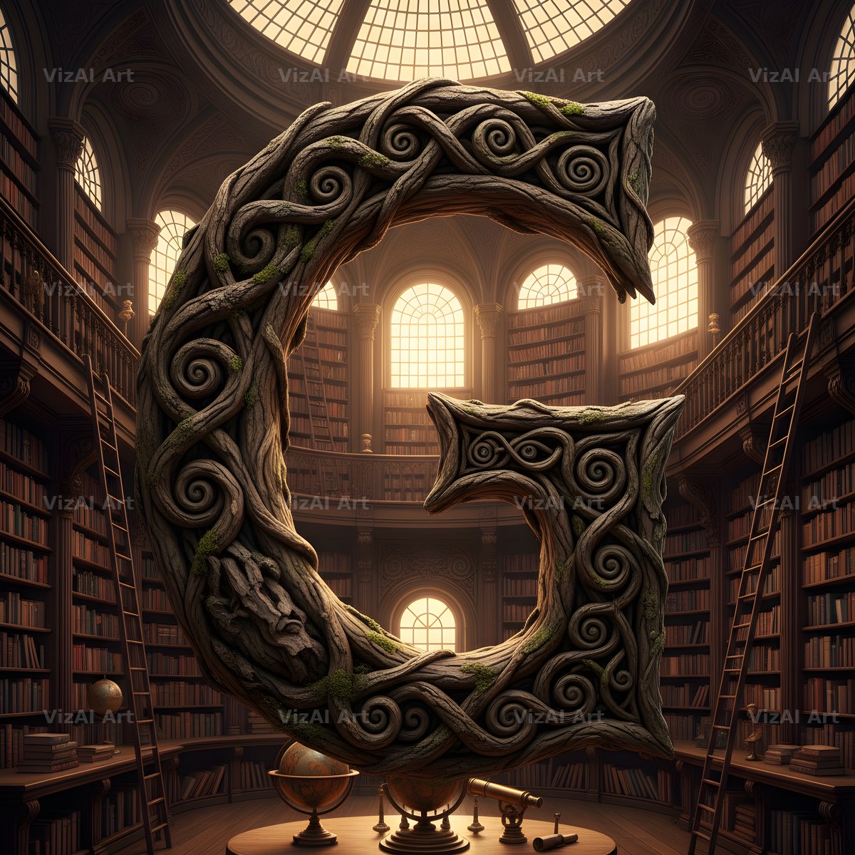 Tree Bark Hollow alphabet letter G