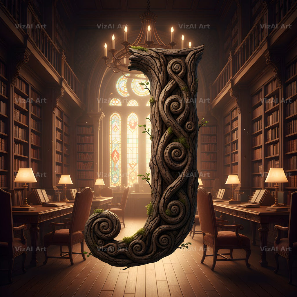 Tree Bark Hollow alphabet letter J