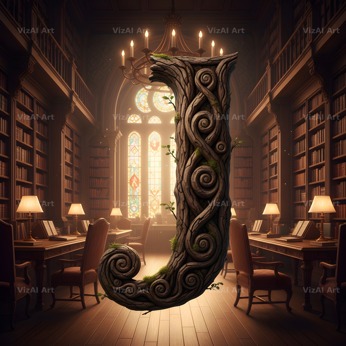 Tree Bark Hollow alphabet letter J