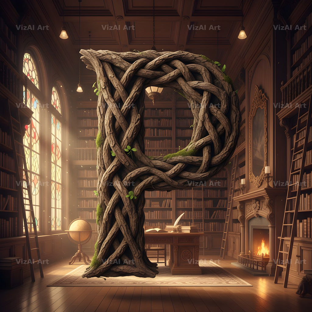 Tree Bark Hollow alphabet letter P