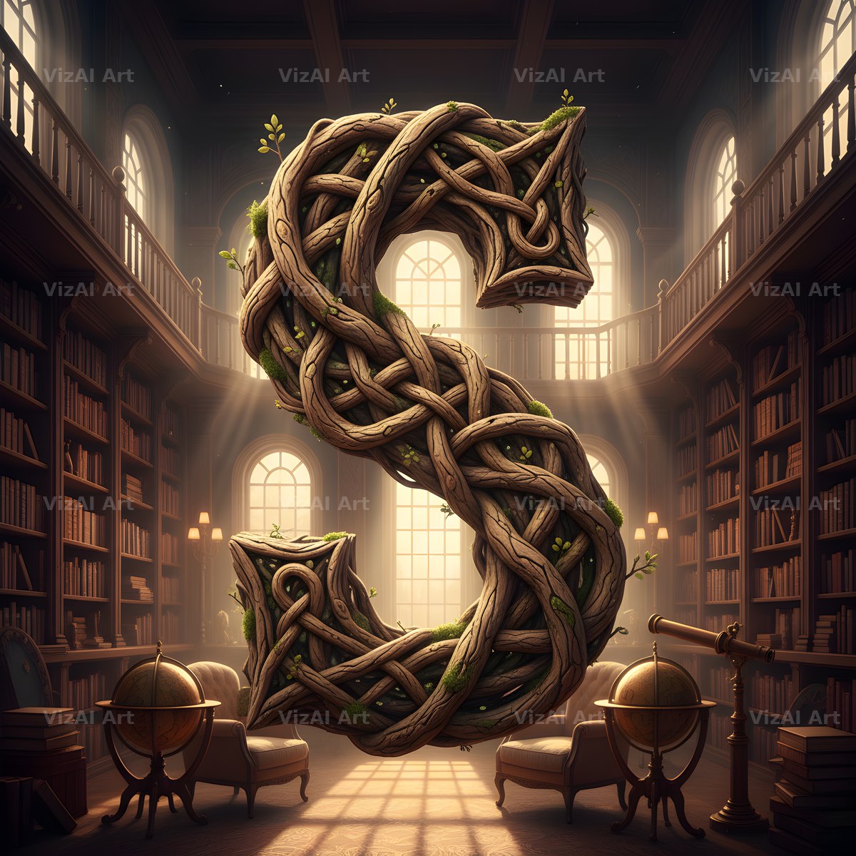 Tree Bark Hollow alphabet letter S