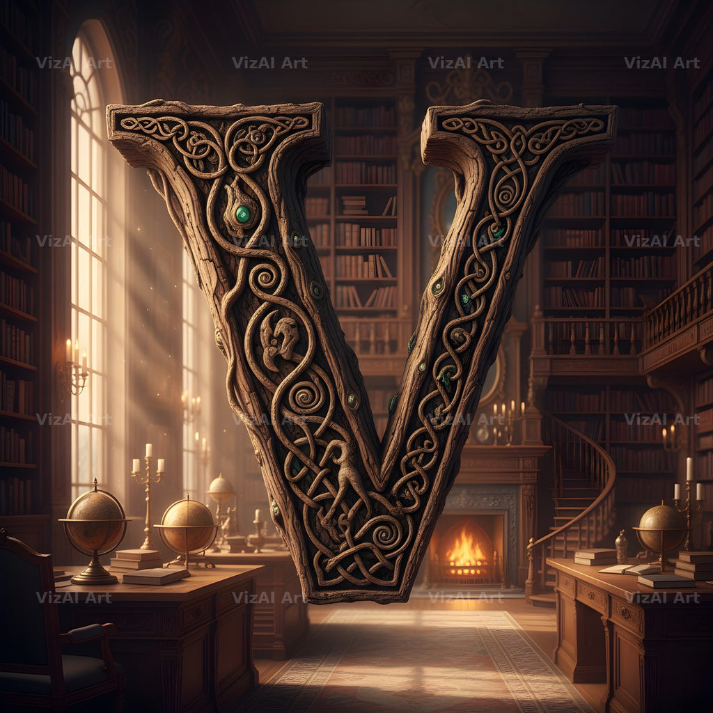 Tree Bark Hollow alphabet letter V