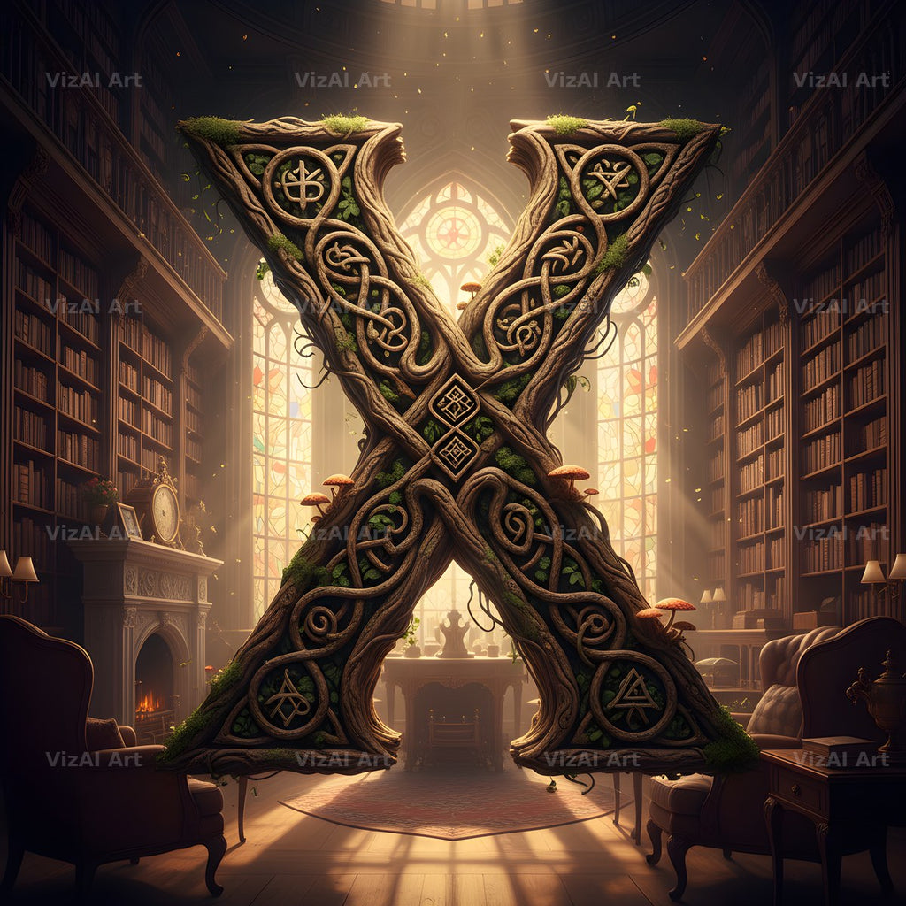 Tree Bark Hollow alphabet letter X