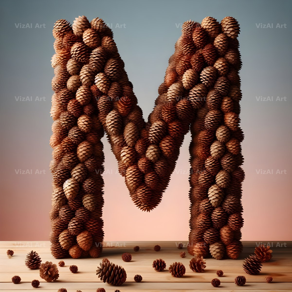 Pine Cone Forest alphabet letter M