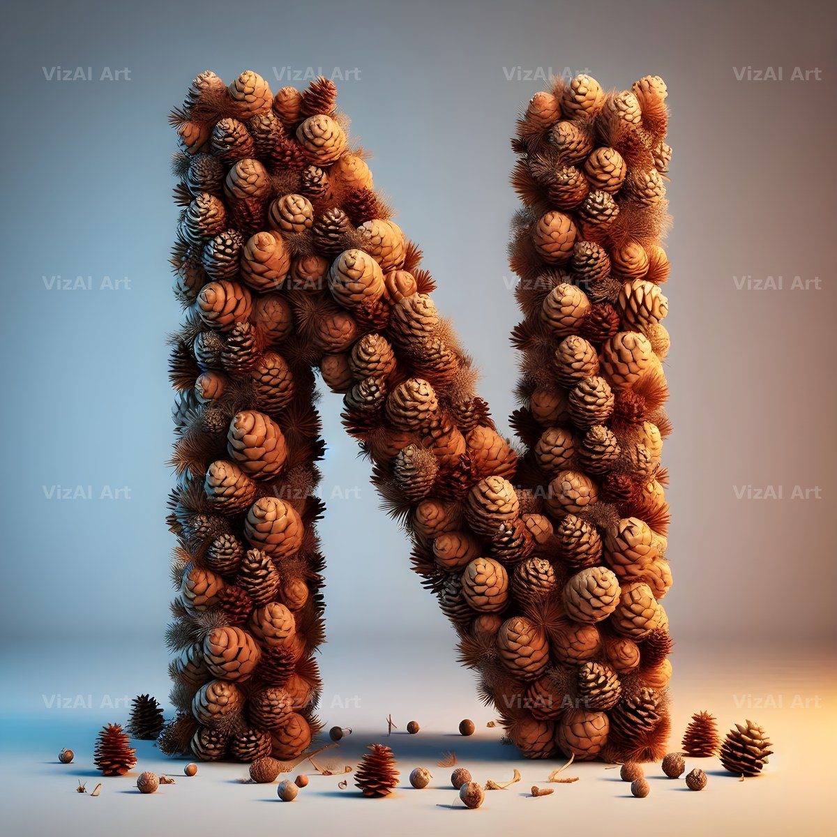 Pine Cone Forest alphabet letter N