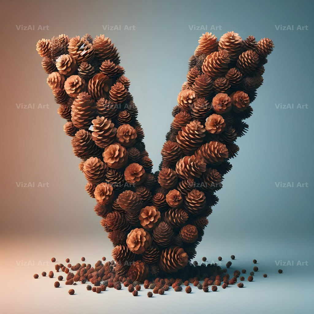 Pine Cone Forest alphabet letter V