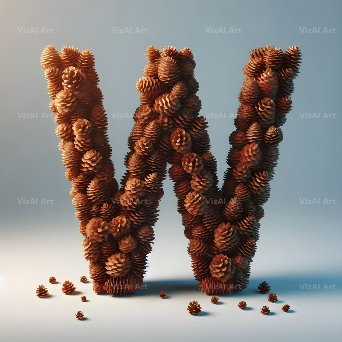 Pine Cone Forest alphabet letter W