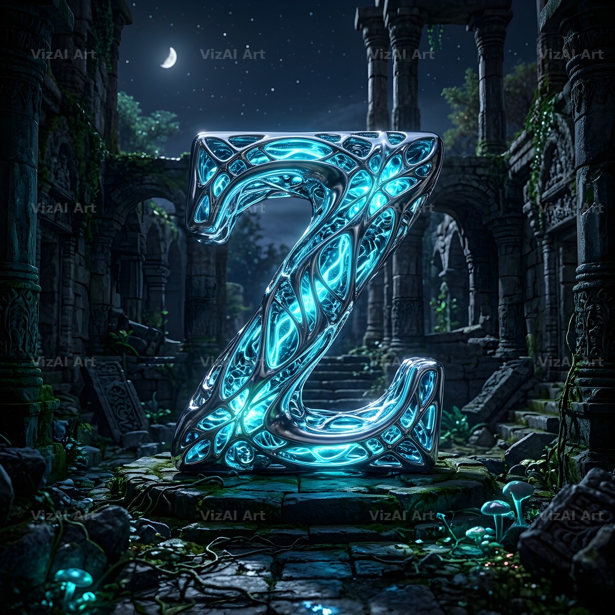 Bioluminescent Grotto alphabet letter Z