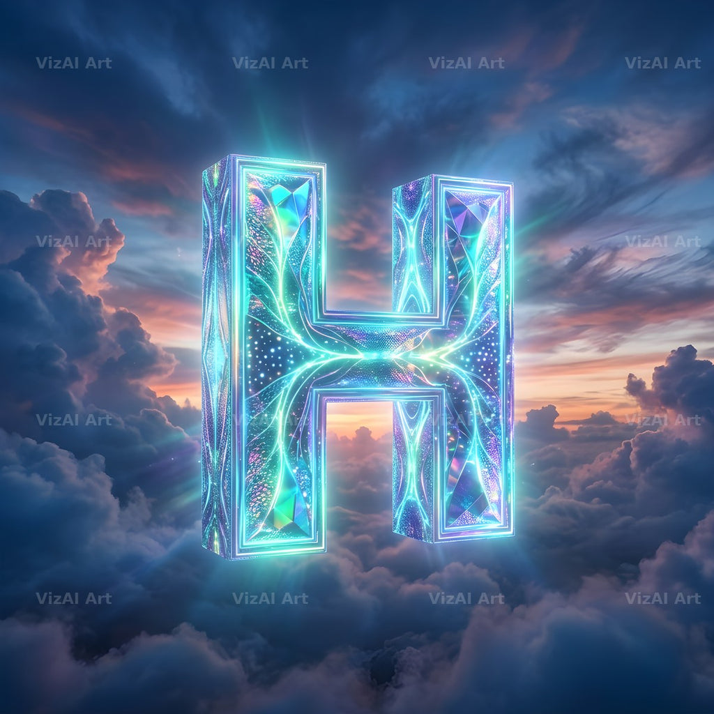 Cloud Sky Iridescent alphabet letter H