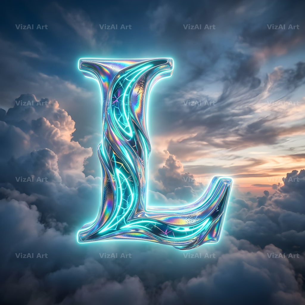 Cloud Sky Iridescent alphabet letter L
