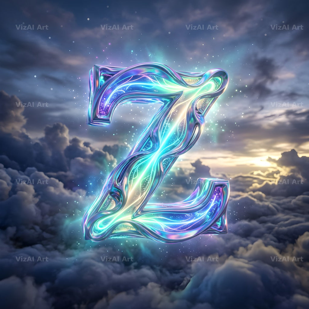 Cloud Sky Iridescent alphabet letter Z