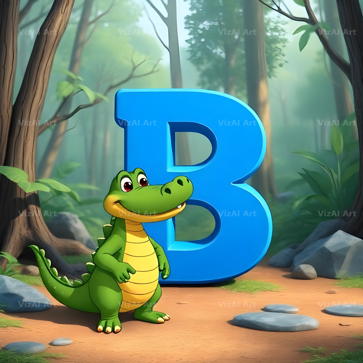 Jungle Crocodile alphabet letter B