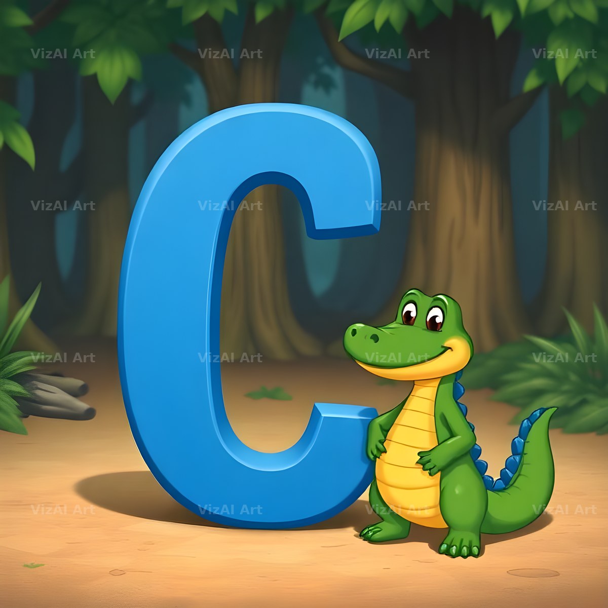 Jungle Crocodile alphabet letter C