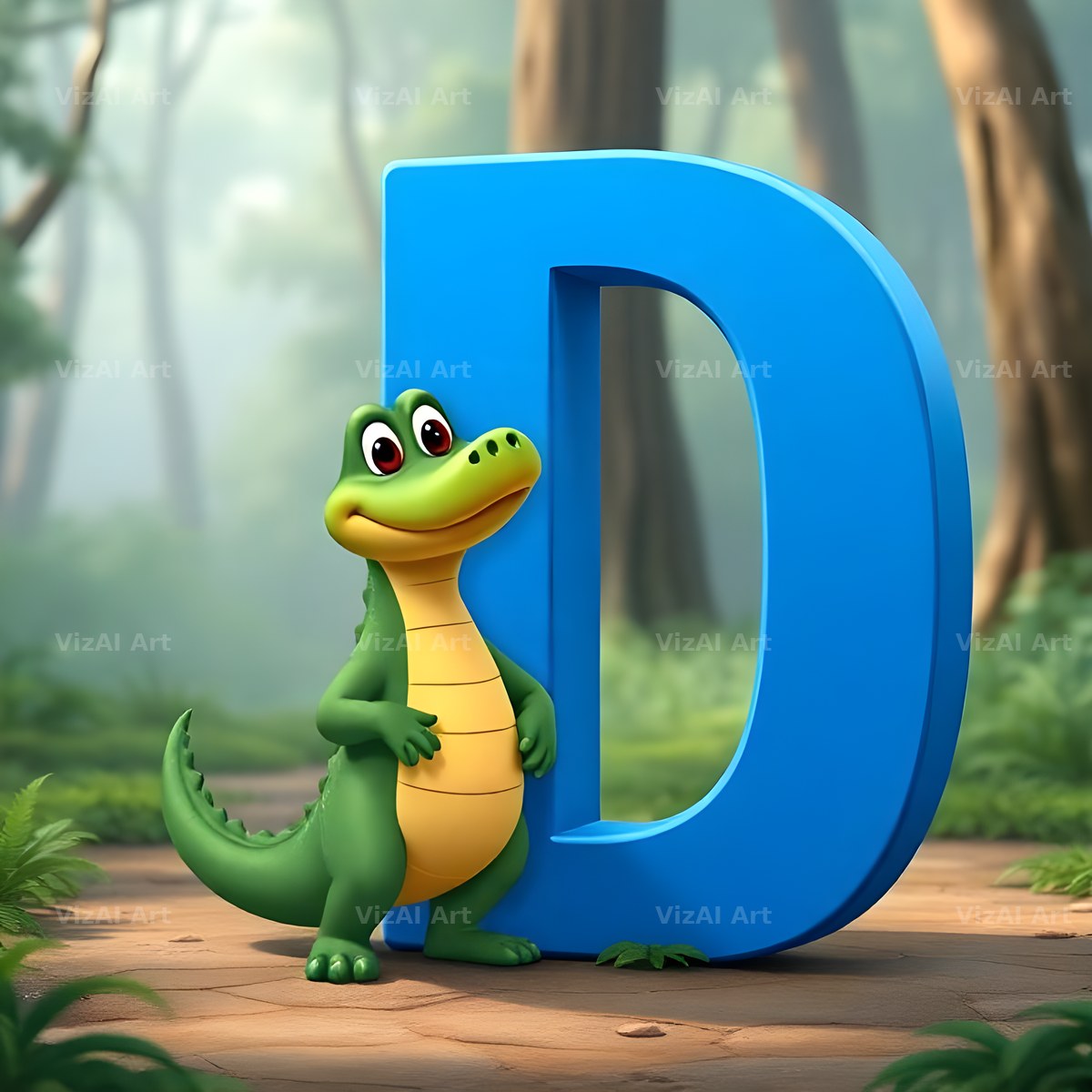 Jungle Crocodile alphabet letter D