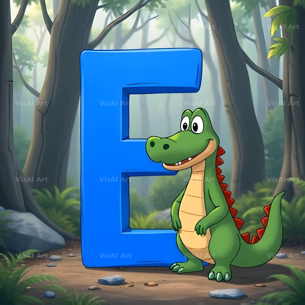 Jungle Crocodile alphabet letter E