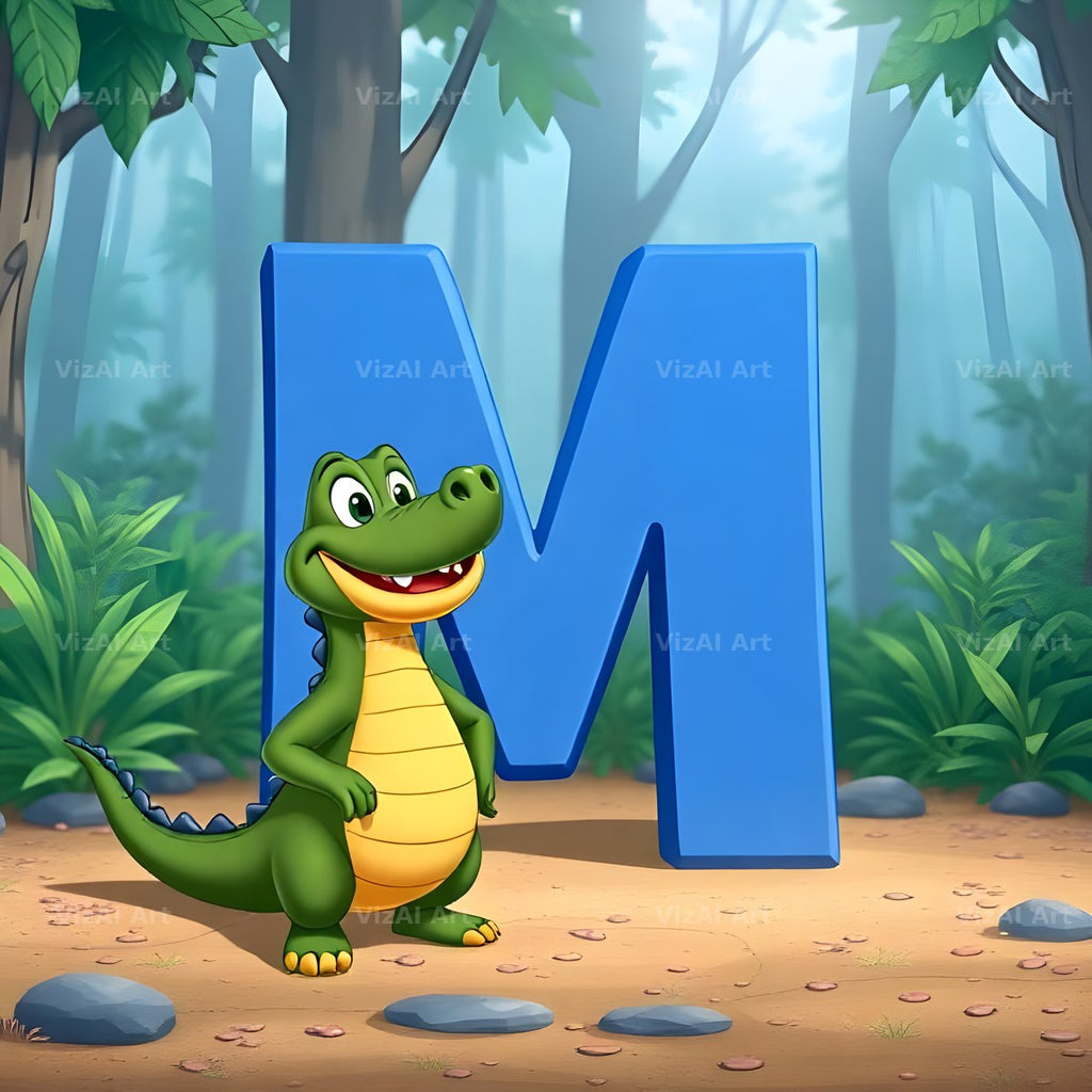 Jungle Crocodile alphabet letter M