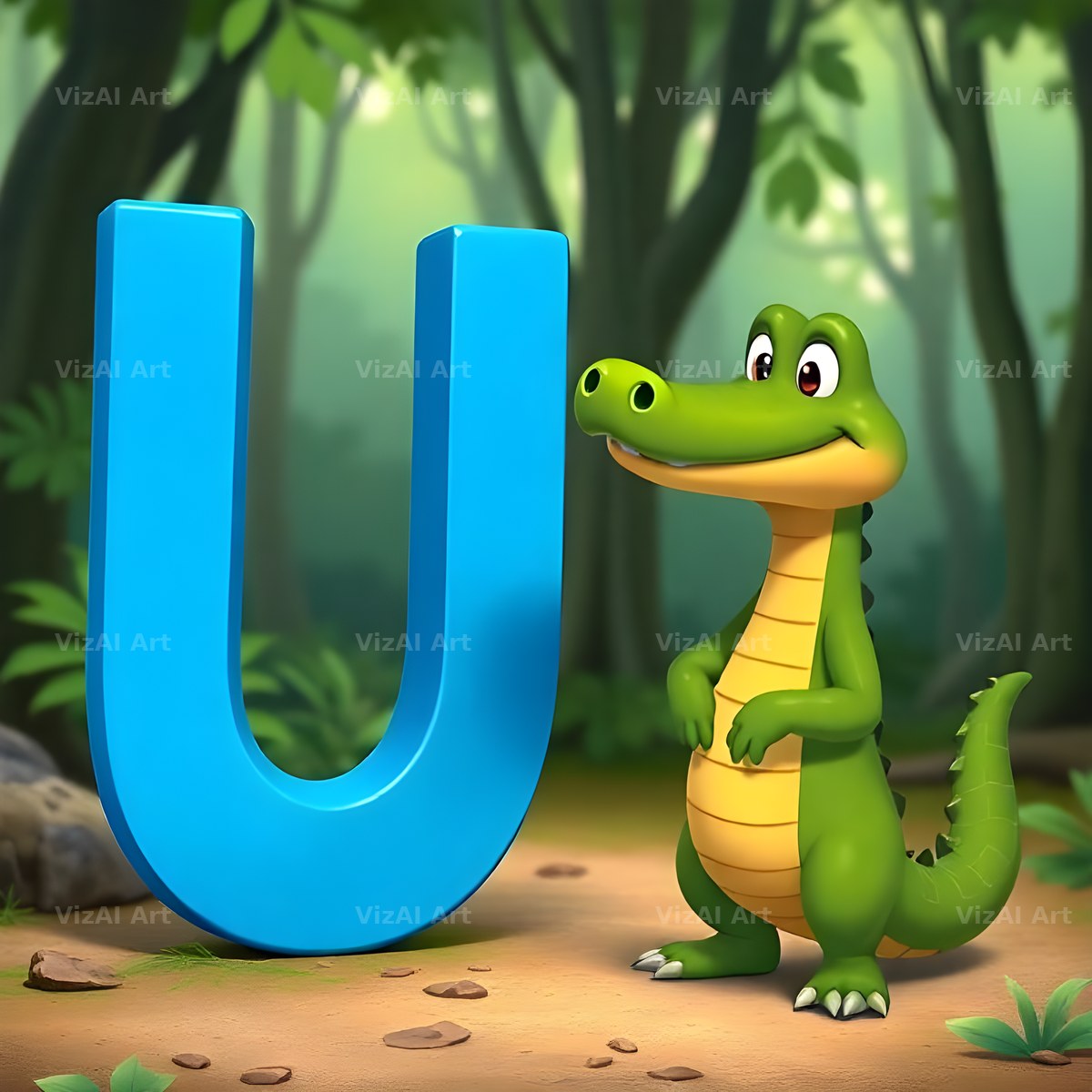 Jungle Crocodile alphabet letter U