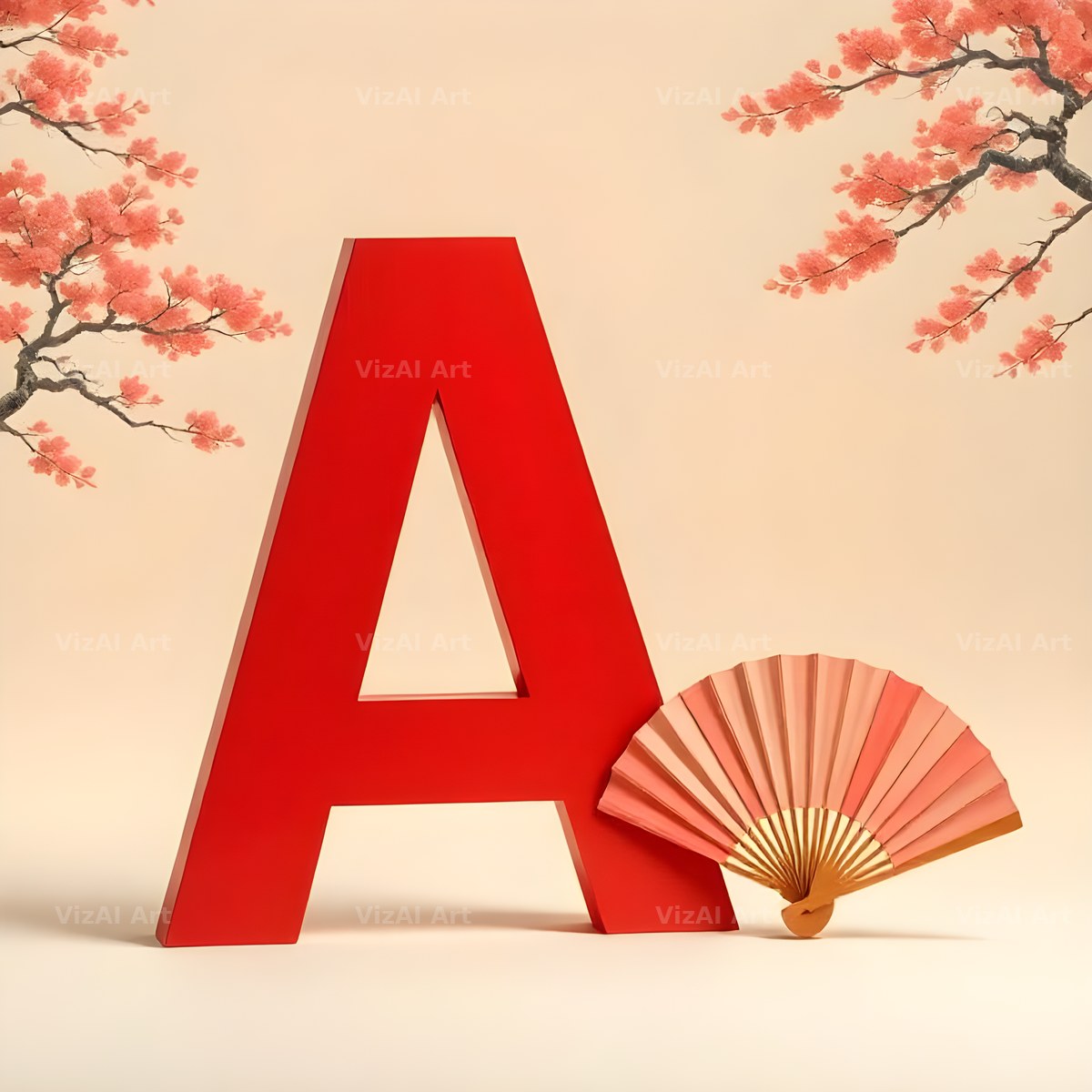 Japanese Fan Blossom alphabet letter A