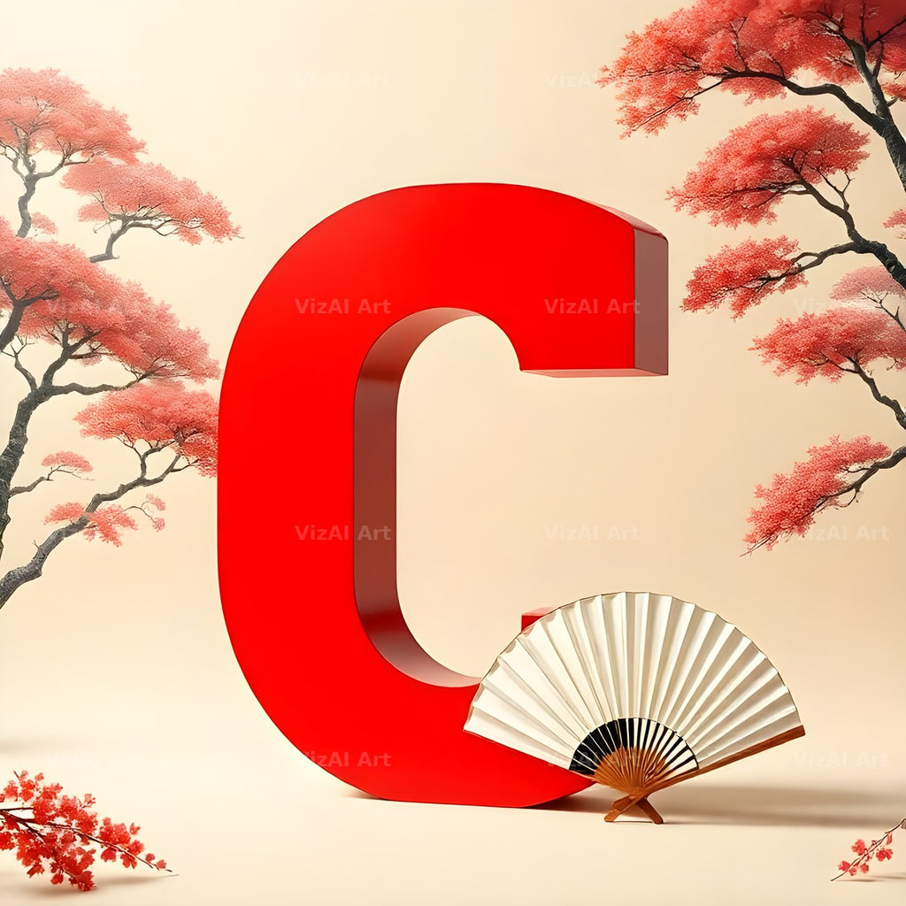 Japanese Fan Blossom alphabet letter C