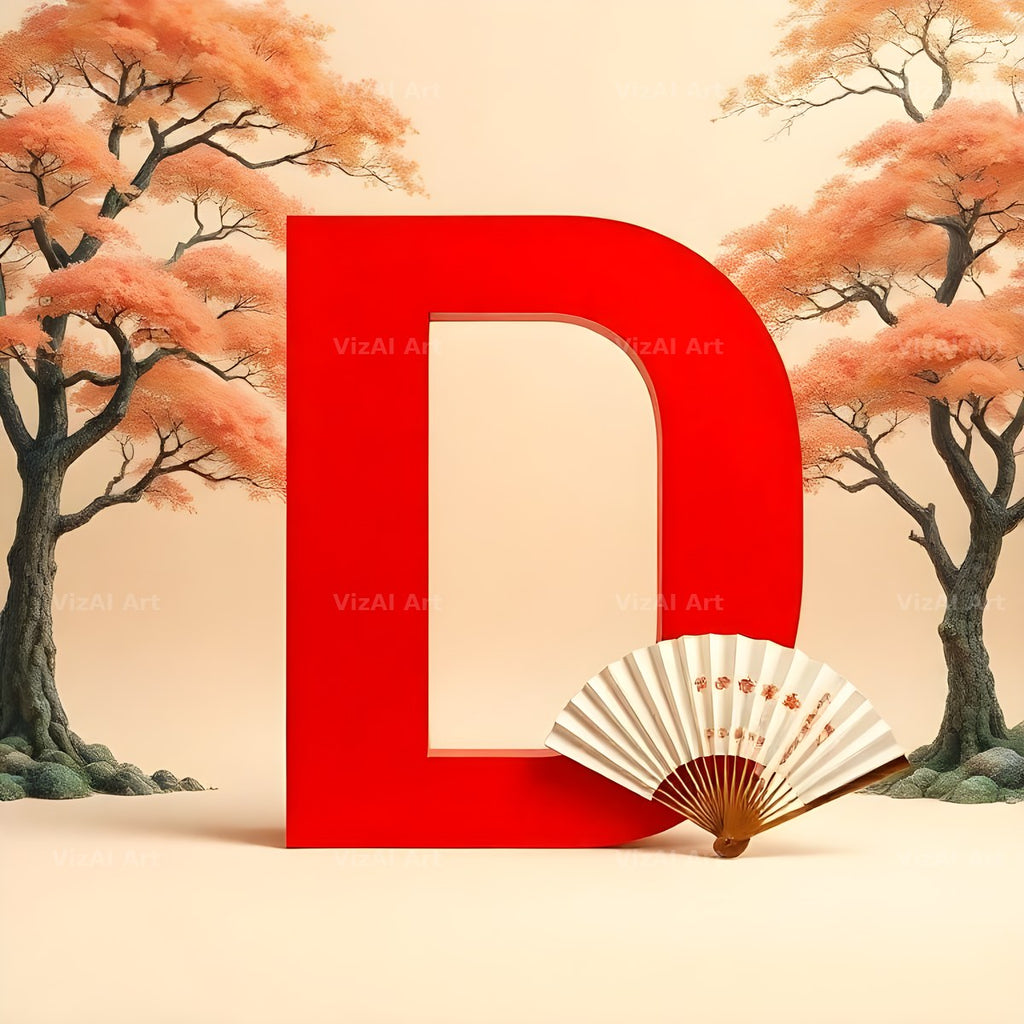 Japanese Fan Blossom alphabet letter D