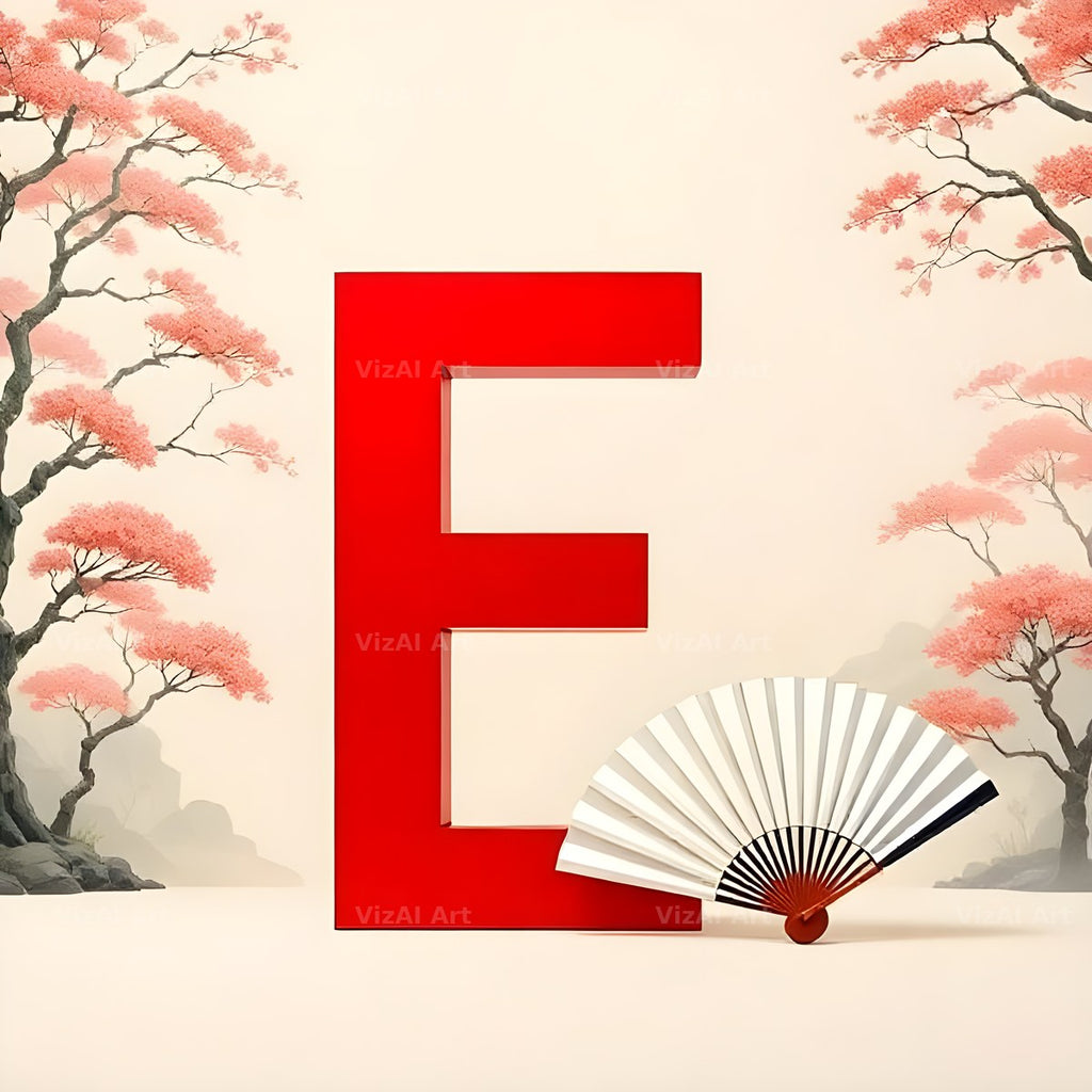 Japanese Fan Blossom alphabet letter E