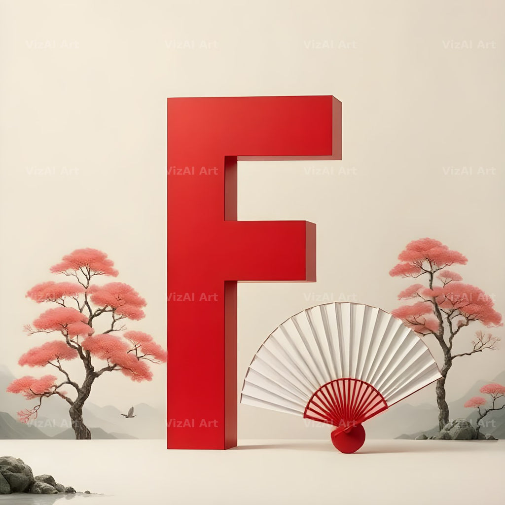 Japanese Fan Blossom alphabet letter F