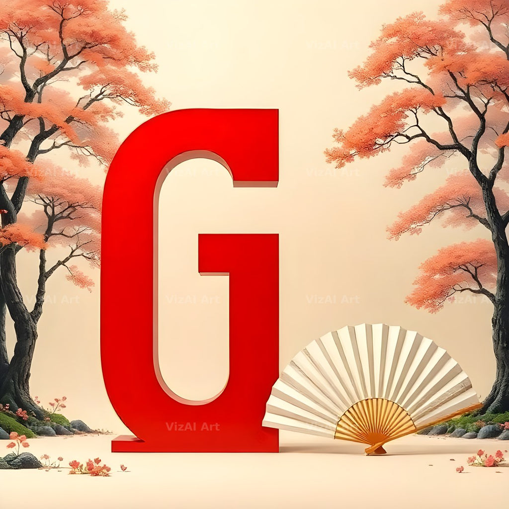 Japanese Fan Blossom alphabet letter G