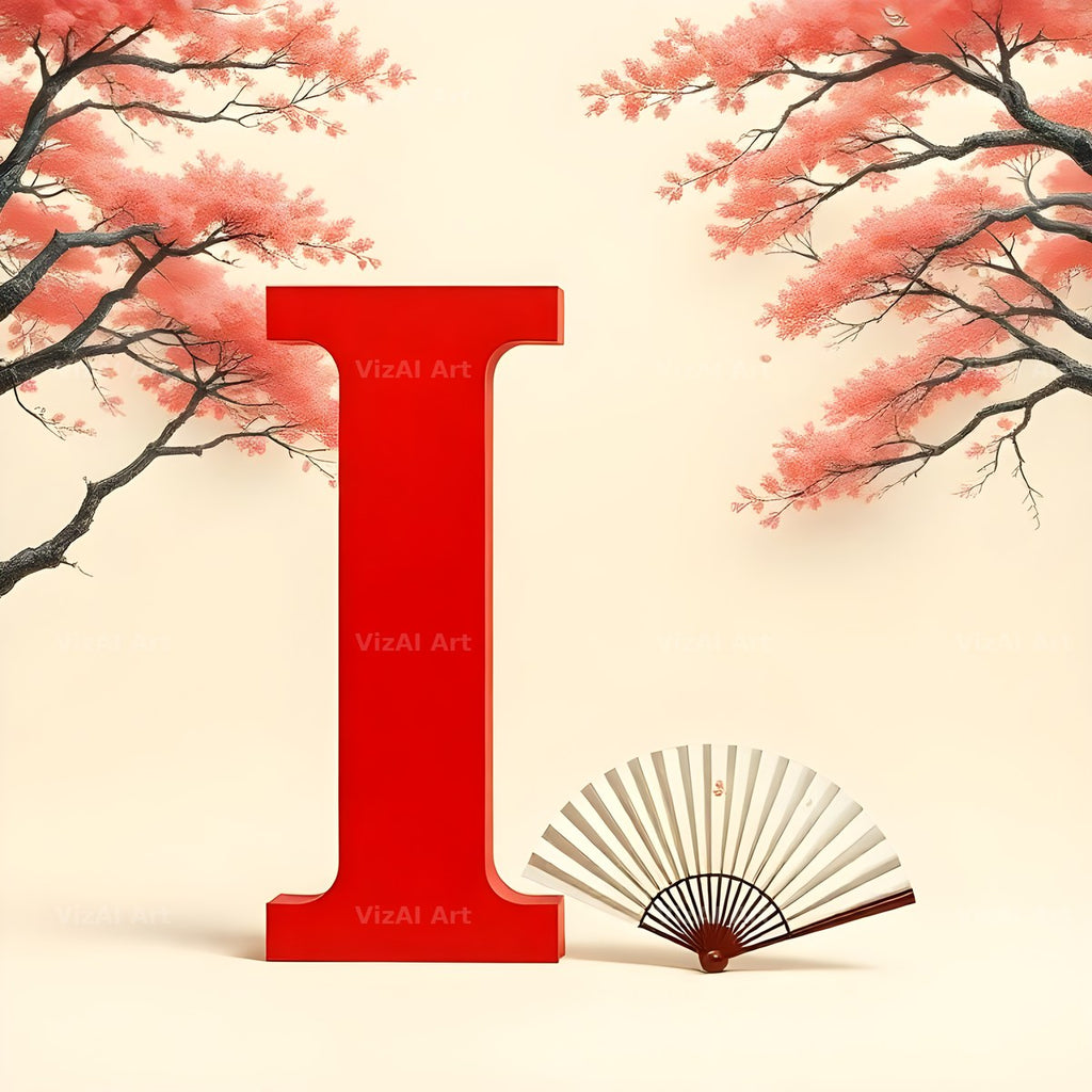 Japanese Fan Blossom alphabet letter I