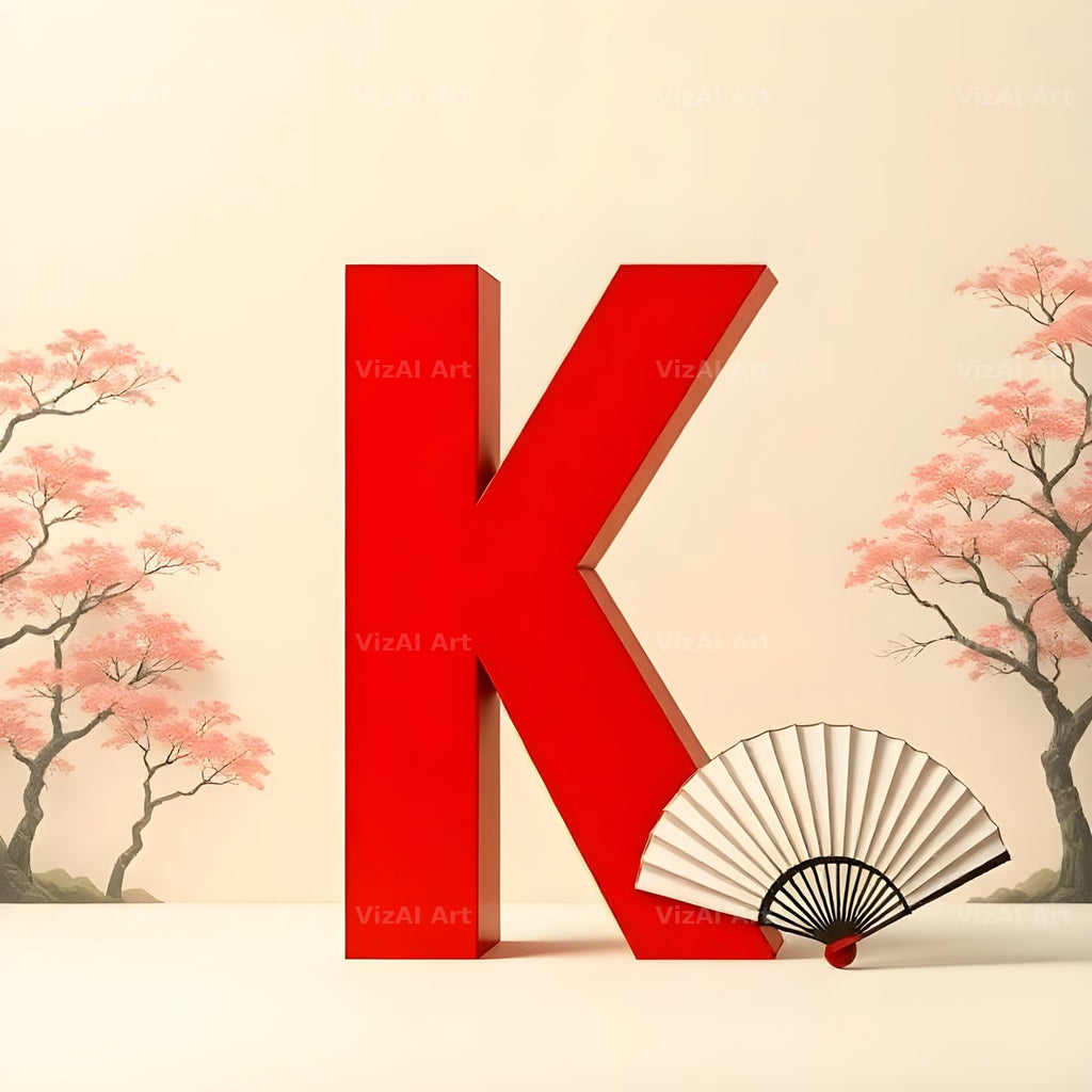 Japanese Fan Blossom alphabet letter K