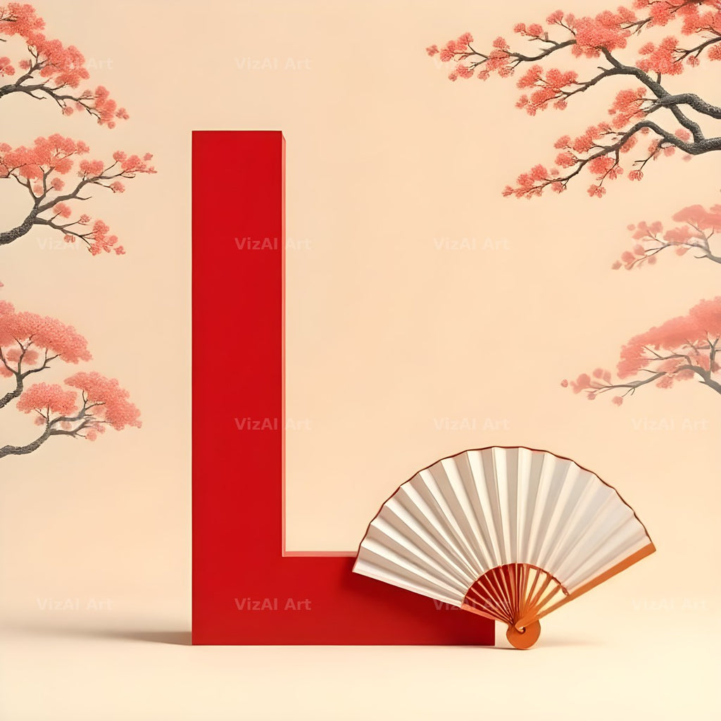 Japanese Fan Blossom alphabet letter L