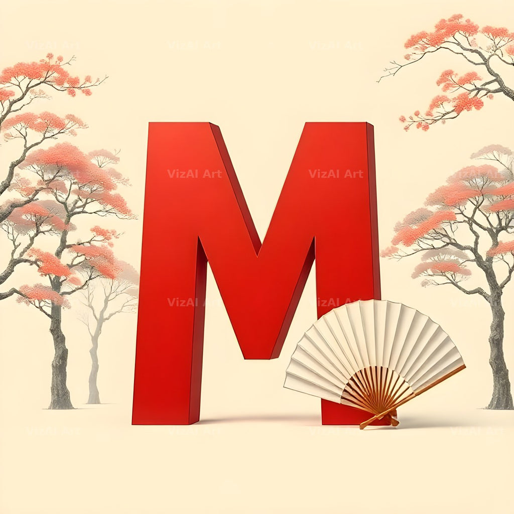 Japanese Fan Blossom alphabet letter M