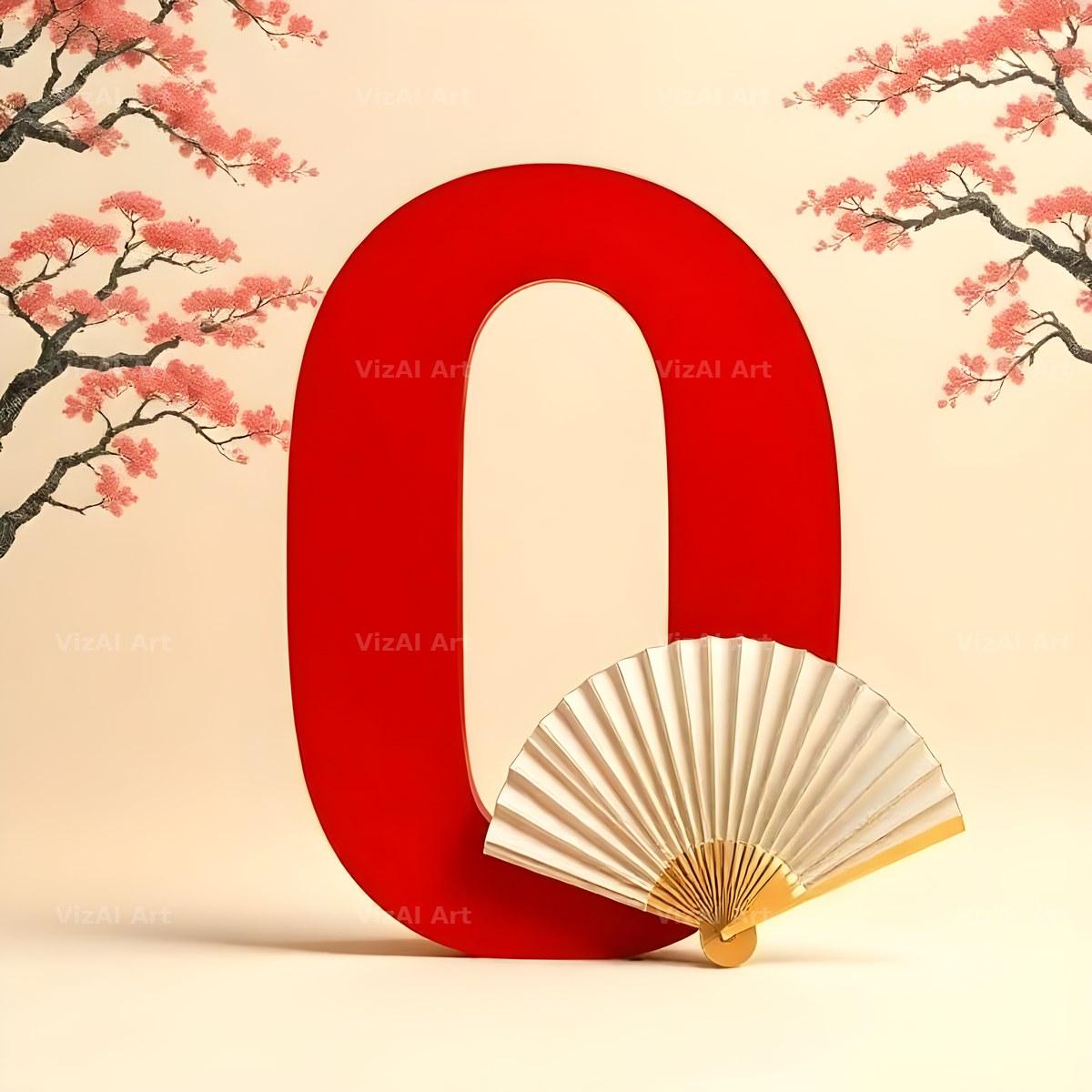 Japanese Fan Blossom alphabet letter O