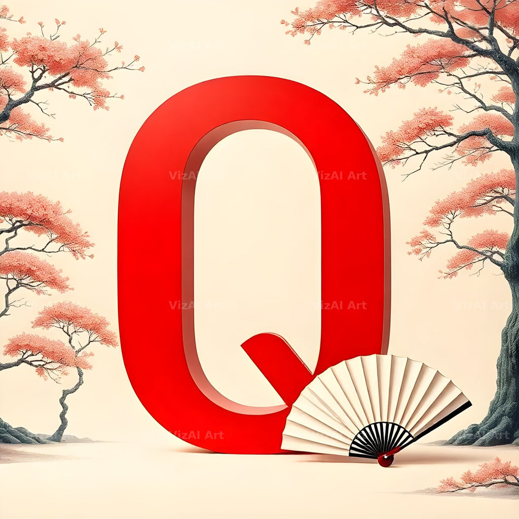 Japanese Fan Blossom alphabet letter Q
