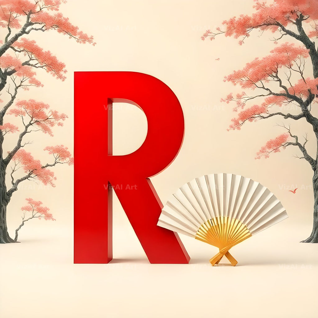 Japanese Fan Blossom alphabet letter R