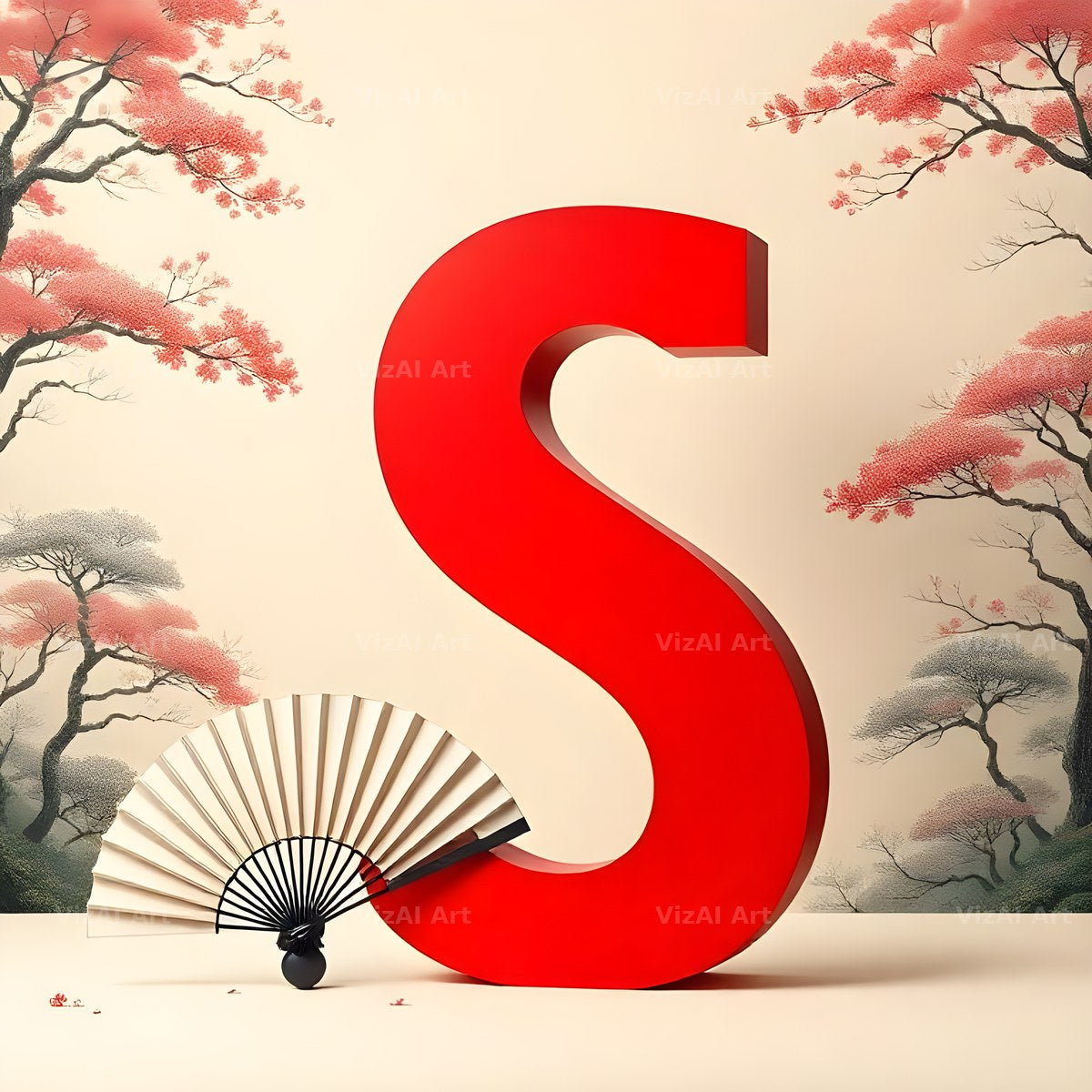 Japanese Fan Blossom alphabet letter S