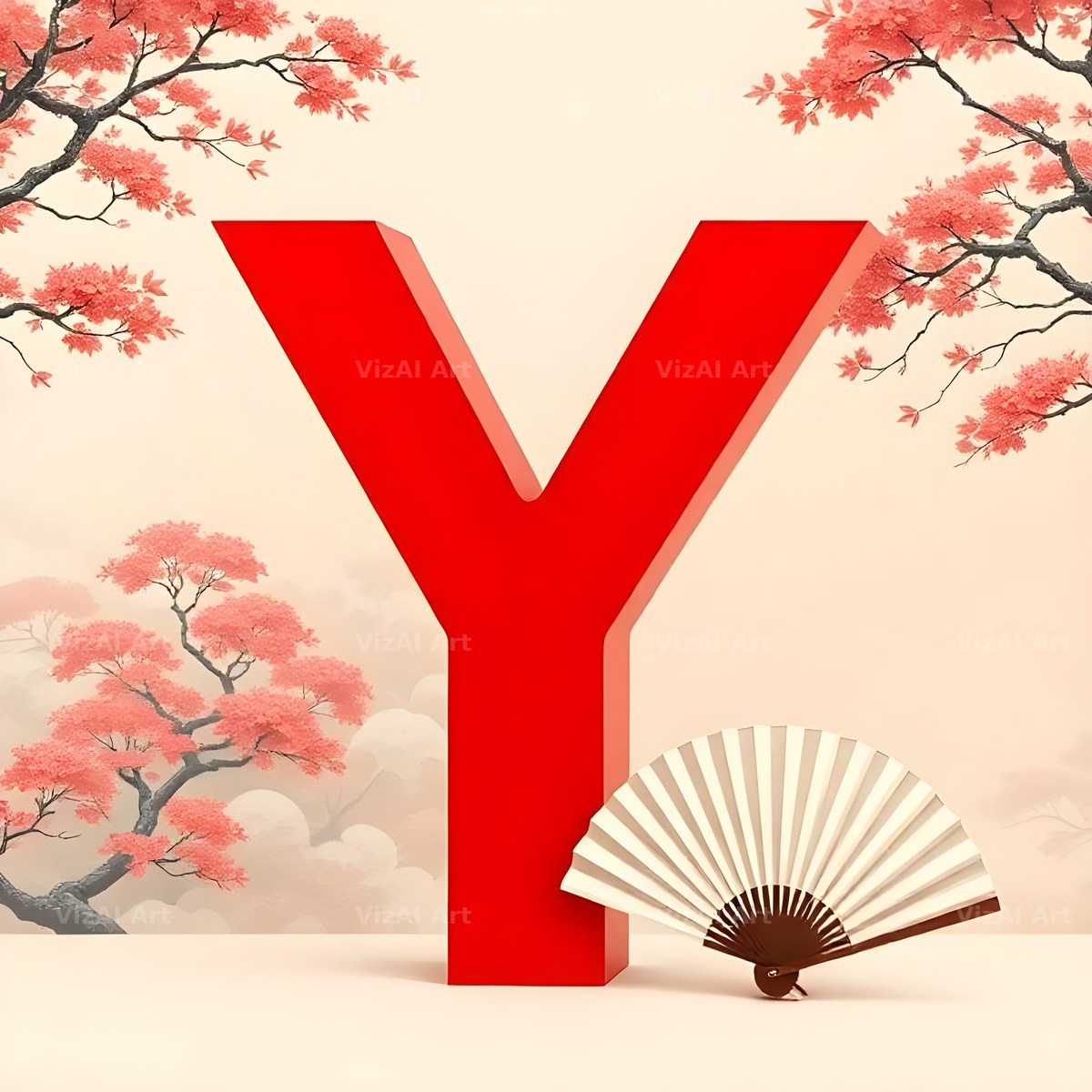 Japanese Fan Blossom alphabet letter Y