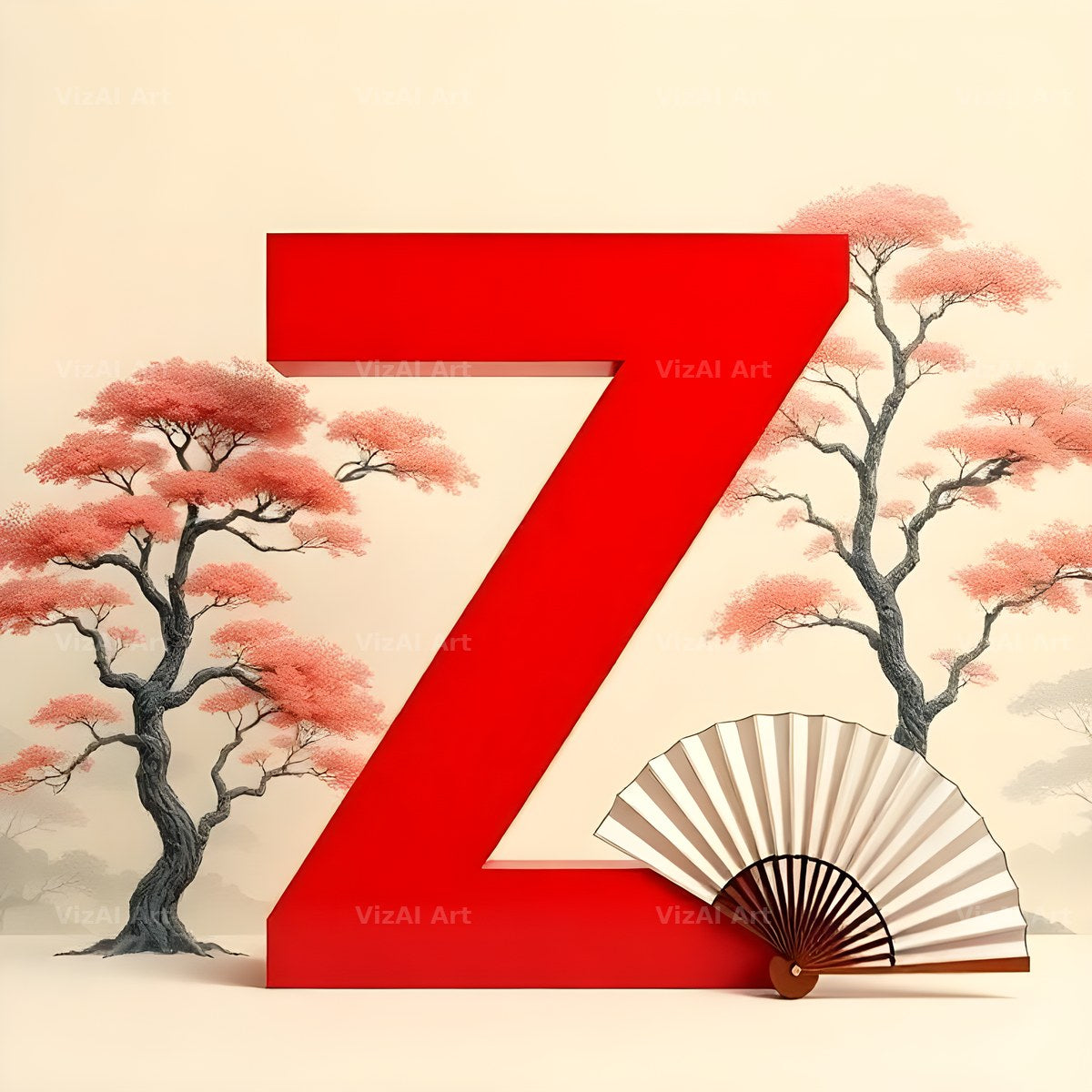 Japanese Fan Blossom alphabet letter Z