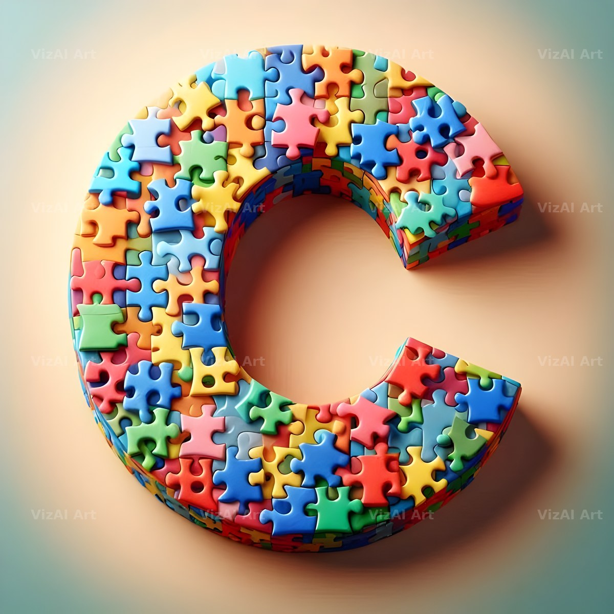 Jigsaw Puzzle Piece alphabet letter C