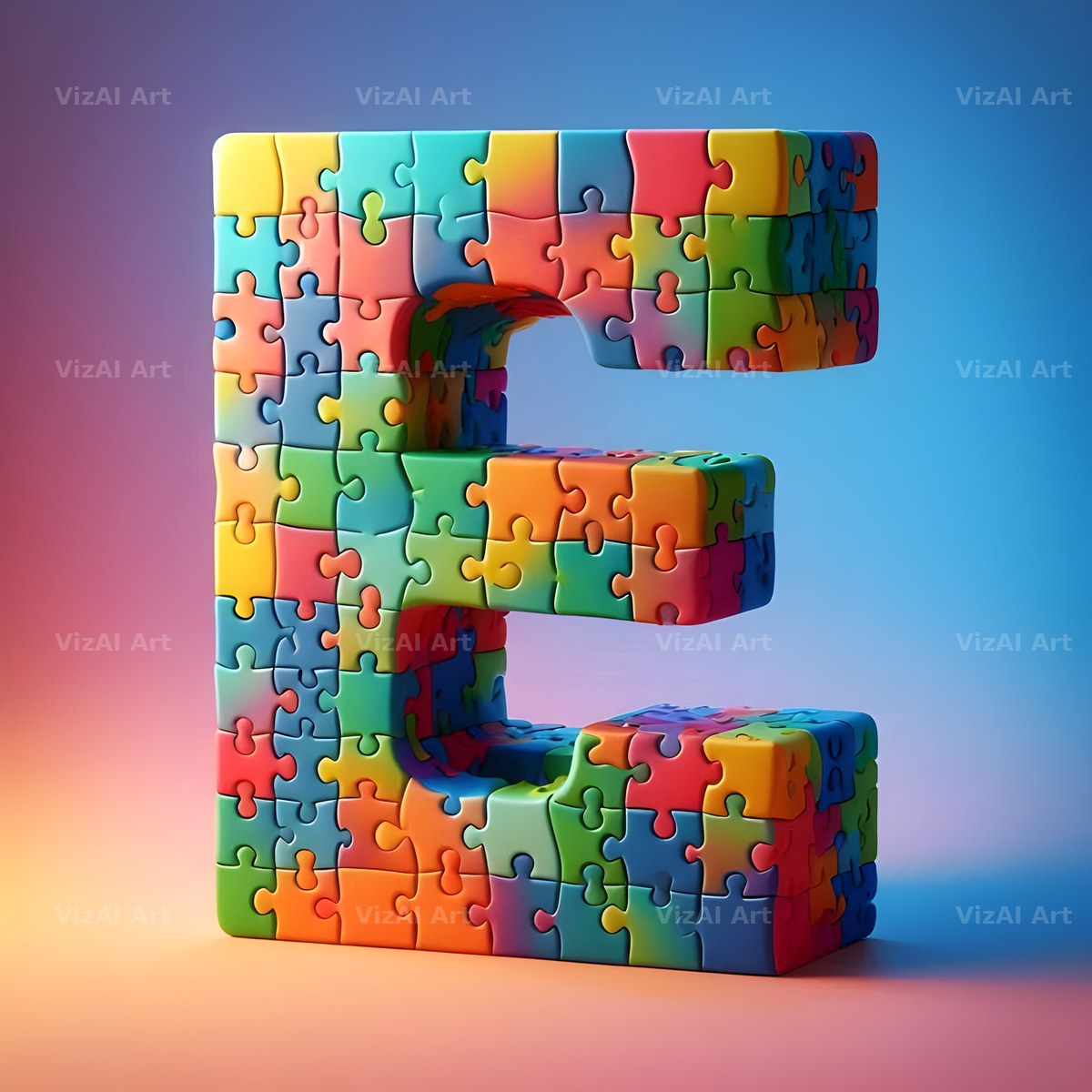 Jigsaw Puzzle Piece alphabet letter E