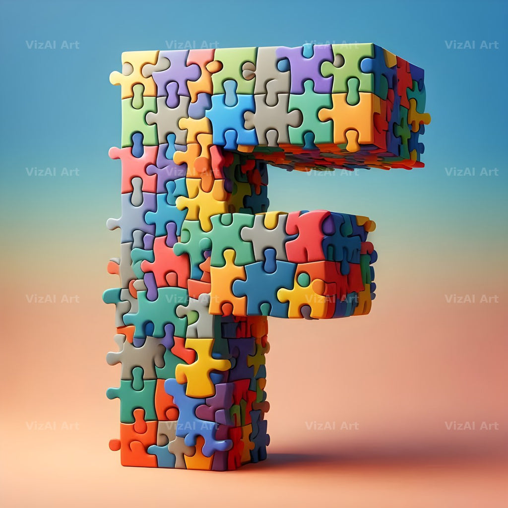 Jigsaw Puzzle Piece alphabet letter F