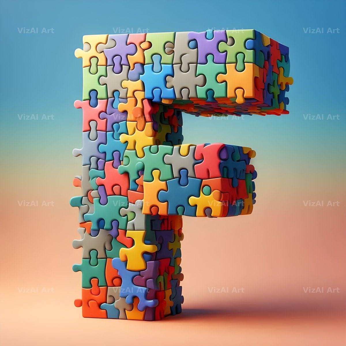 Jigsaw Puzzle Piece alphabet letter F