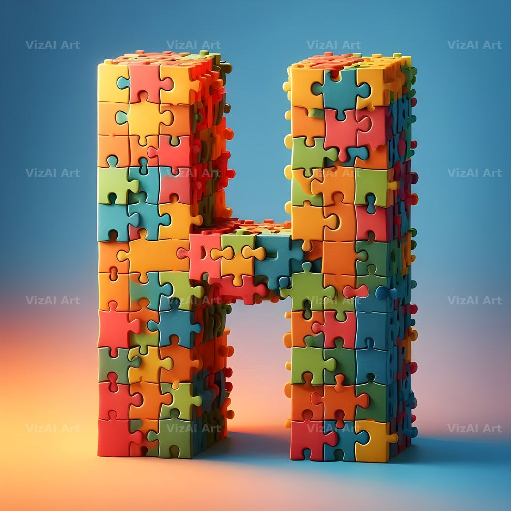 Jigsaw Puzzle Piece alphabet letter H