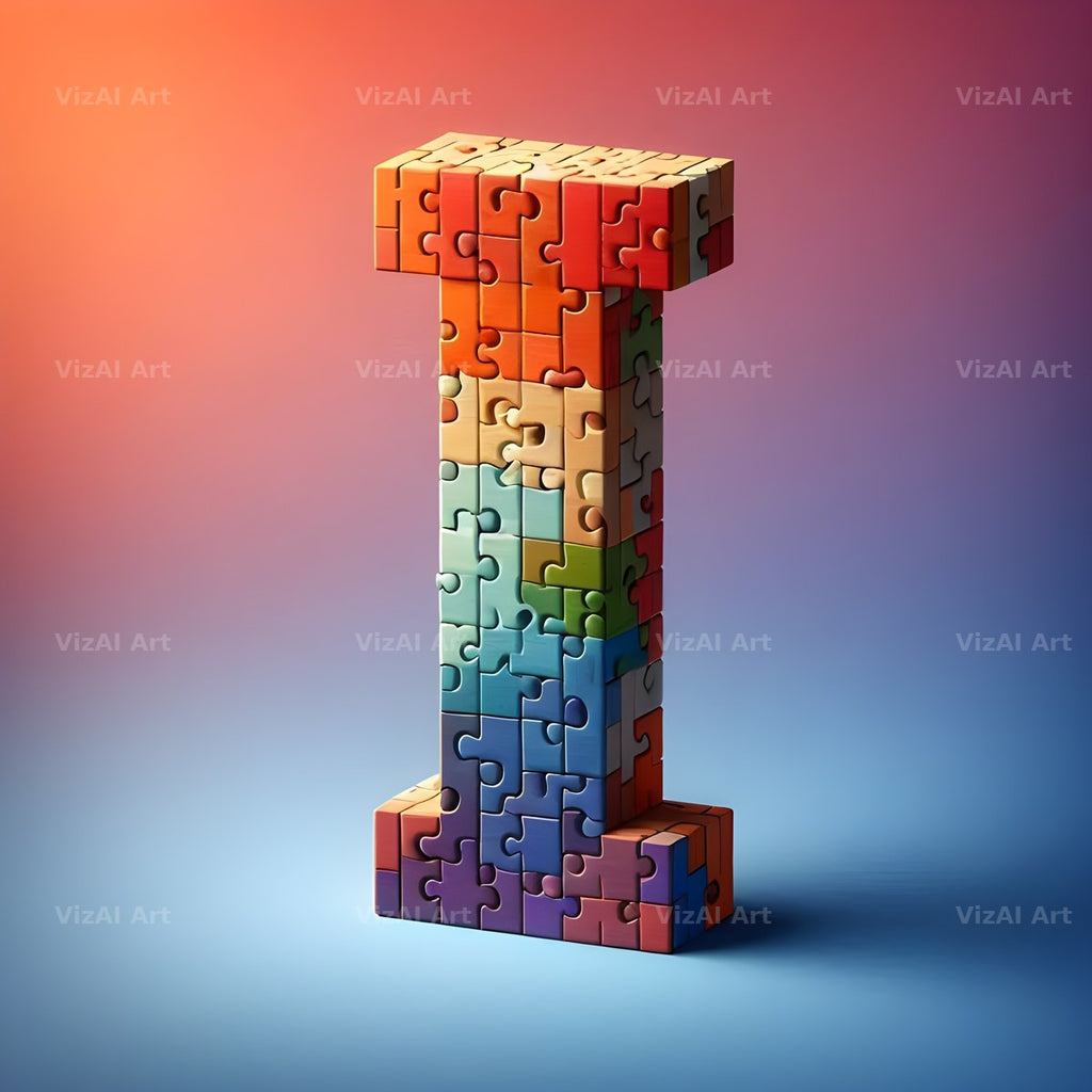 Jigsaw Puzzle Piece alphabet letter I