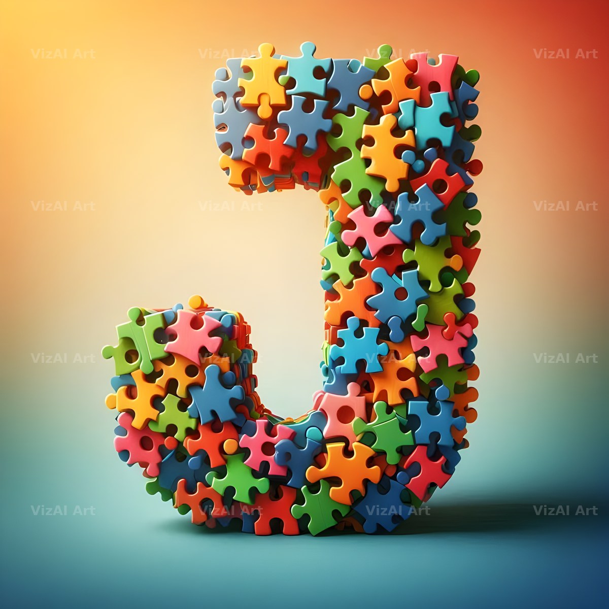 Jigsaw Puzzle Piece alphabet letter J